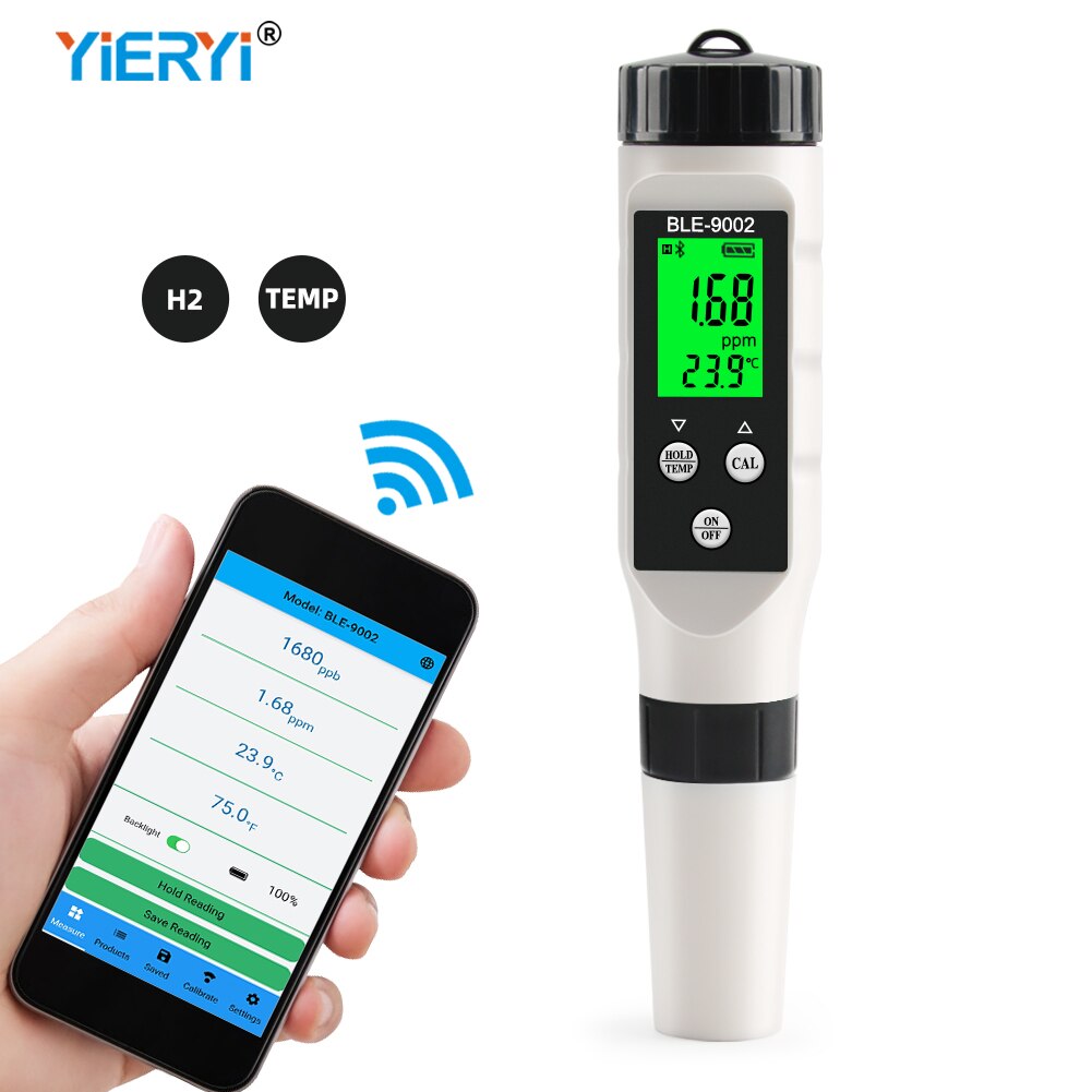 Blue Tooth Temperature H2 Hydrogen-rich Meter Digital Drinking Water Tester Smart Monitor Online Control for Laboratory