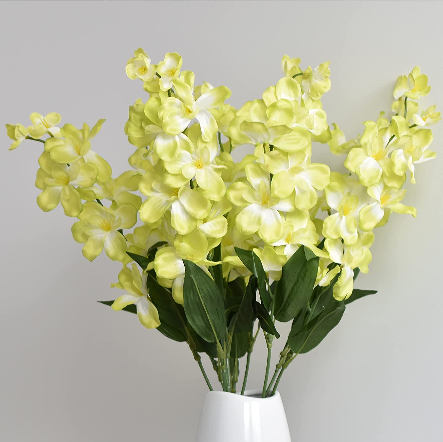 10pcs Artificial Orchids Flowers Blue Long Stems in Bulk for Wedding Home: Pale Green