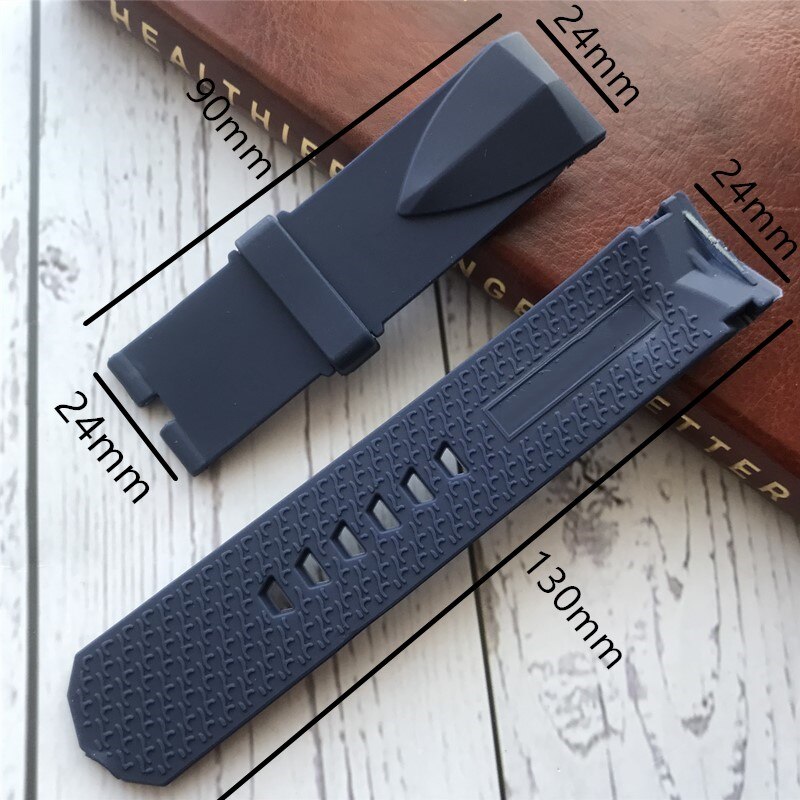 Watch Accessories Waterproof Rubber Strap Fits Admiral for corum Cup Watch Band 24mm Black Blue