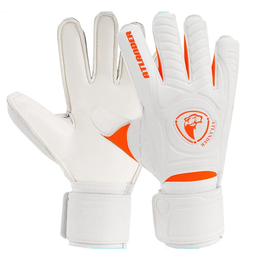 Fingersave målvaktshandskar fotboll handledsrem latex fingerskydd skydd barn vuxen fotboll starkt grepp målvaktshandske: Vit / M