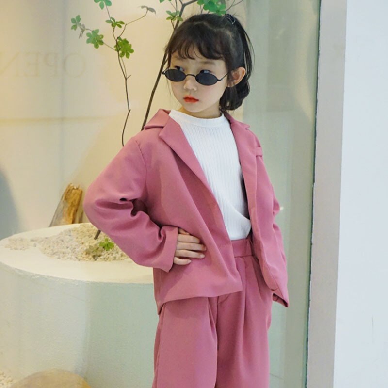 Bléiser-Conjunto de ropa para niños de 3 a 8 años, traje de dos piezas de manga larga, color morado, para primavera y otoño