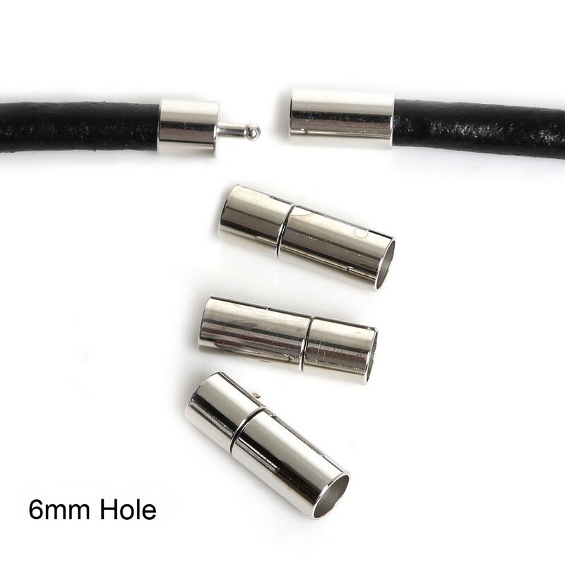 10 sztuk/partia rodowane metalowe zaślepki klamrami pasuje 2/3/4/5/6mm okrągły skórzany przewód robić bransoletki zrobienie DIY ocena biżmacica...: 6mm