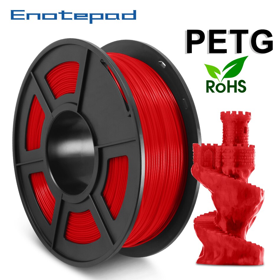 Enotepad PETG Grey Filament 1.75mm Tolerance +-0.02MM 1KG 2.2lb3D Printer Filament s Spool stock support With Fast: Red PETG