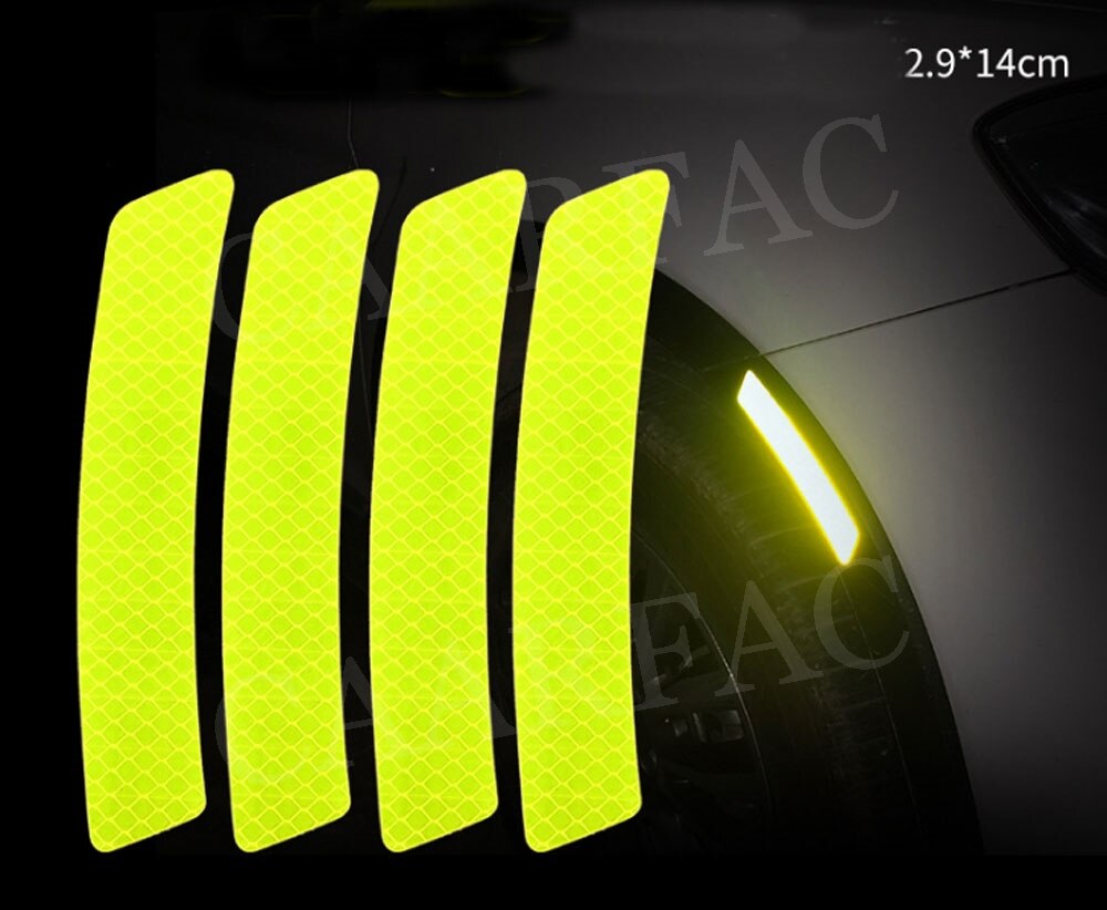 Universele Auto Bumper Reflecterende Waarschuwing Strip Stickers Velg Wenkbrauw Waarschuwen Licht Reflector Beschermende Sticker Scratch Paster: Fluorescent Green