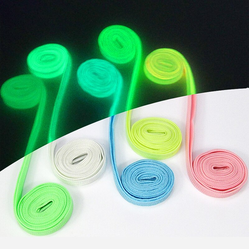 1 Paar 100Cm Lichtgevende Schoenveters Platte Sneakers Canvas Veters Glow In De Donkere Nacht Fluorescerende Shoestrings 6 Kleuren