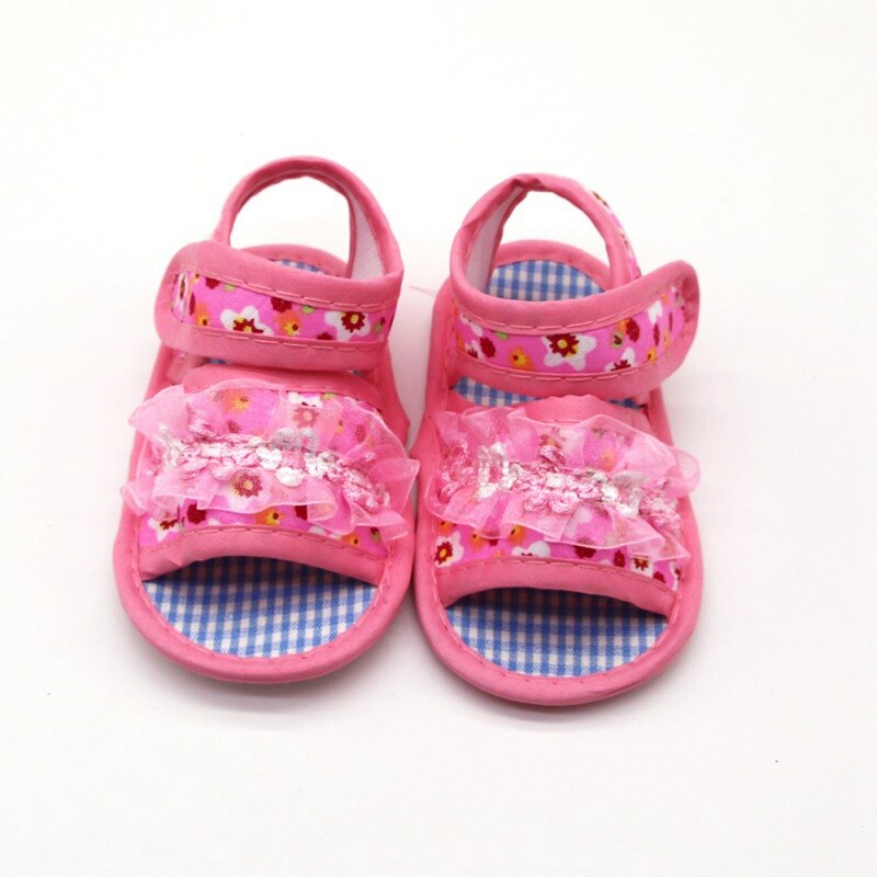 Padrão Floral da menina Respirável Sapatos Com Rendas de Algodão Respirável Anti-Slip Sapatos Casuais Sapatos de Sola Macia: PINK / 13