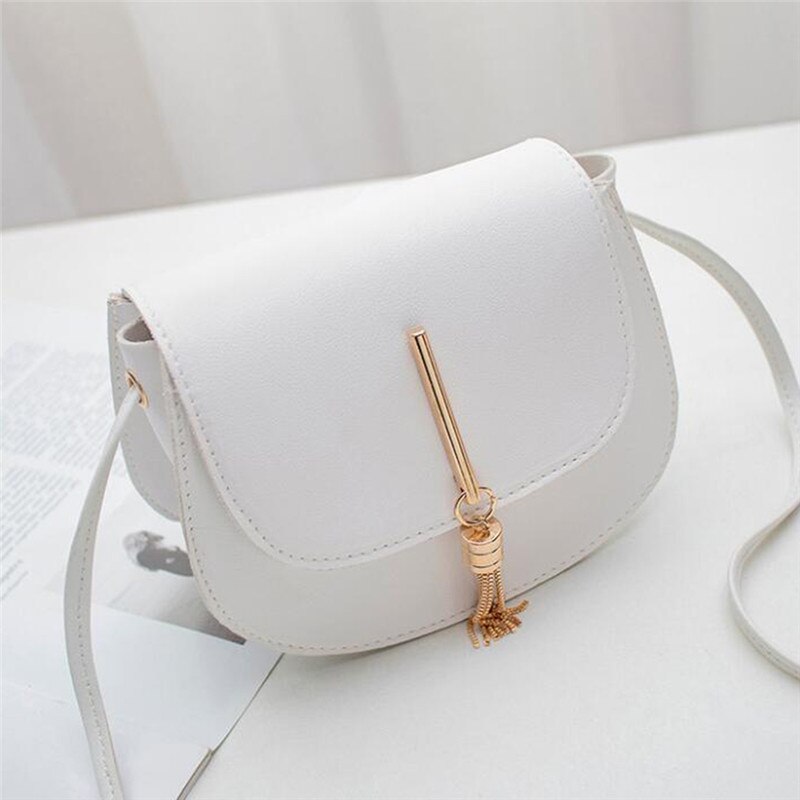 Mini sac à bandoulière en cuir PU pour femmes et filles, fourre-tout à la: white