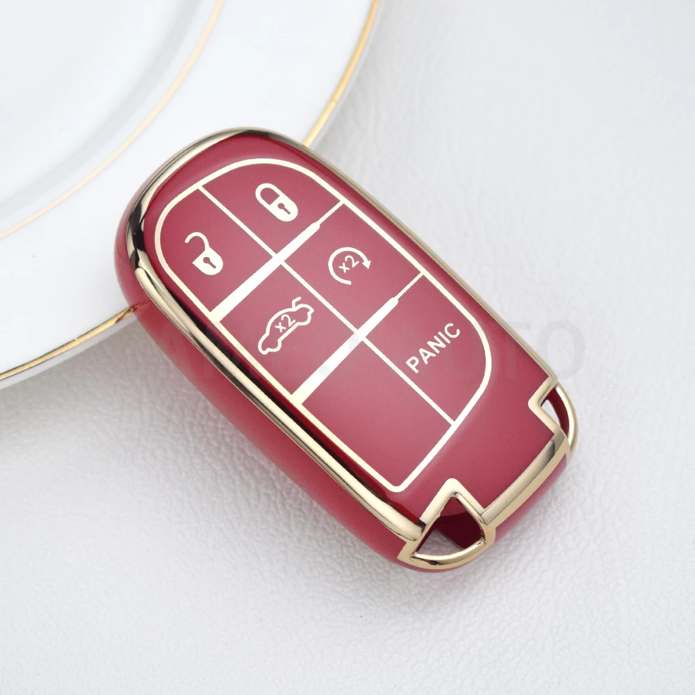 Funda de llave inteligente de coche de TPU de 5 botones para Jeep Renegade Frand Cherokee Dodge Journey Charger Chrysler 200 300 Shell Fob: YELLOW