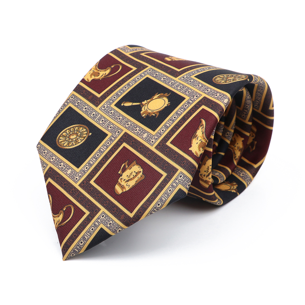 9cm Brown Blue Men Tie Vintage Floral Geometry Print Necktie Mens Wedding Business Meeting Suit Shirt Daily Wear Accessories: GRAY