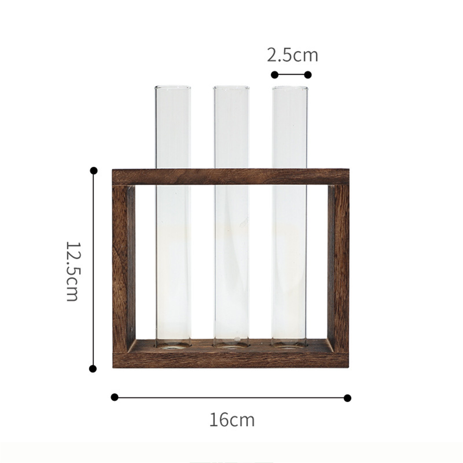 Contenedor de plantas hidropónicas con marco de madera, florero de tubo de ensayo de vidrio transparente para decoración del hogar,