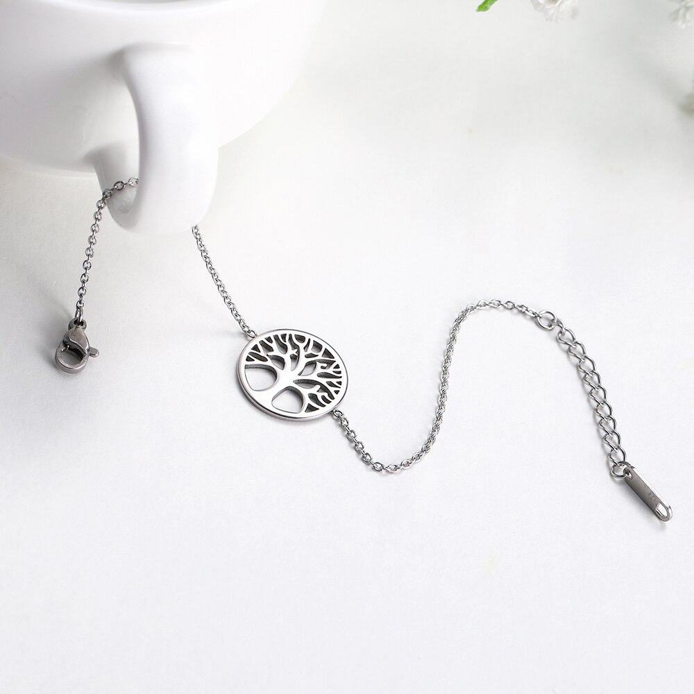 Skyrim Tree of Life Charm Bracelet Viking Stainless Steel Adjustable Chain Link Bracelets Pulsera Jewelry for Women Girl