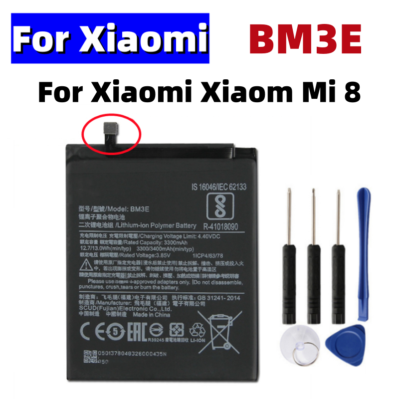 Batterie de téléphone BM3E BM3E pour Xiaomi Xiaomi8 Mi 8 Mi8 M8 réel 3400mAh Batterie de + outils gratuits