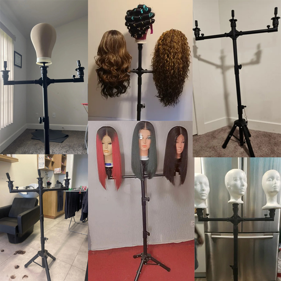 soporte para pelucas con tres soportes para cabeza de lona para hacer peluca, cabeza de maniquí para exhibición de peluca, cabeza de muñeca para formación en peluquería