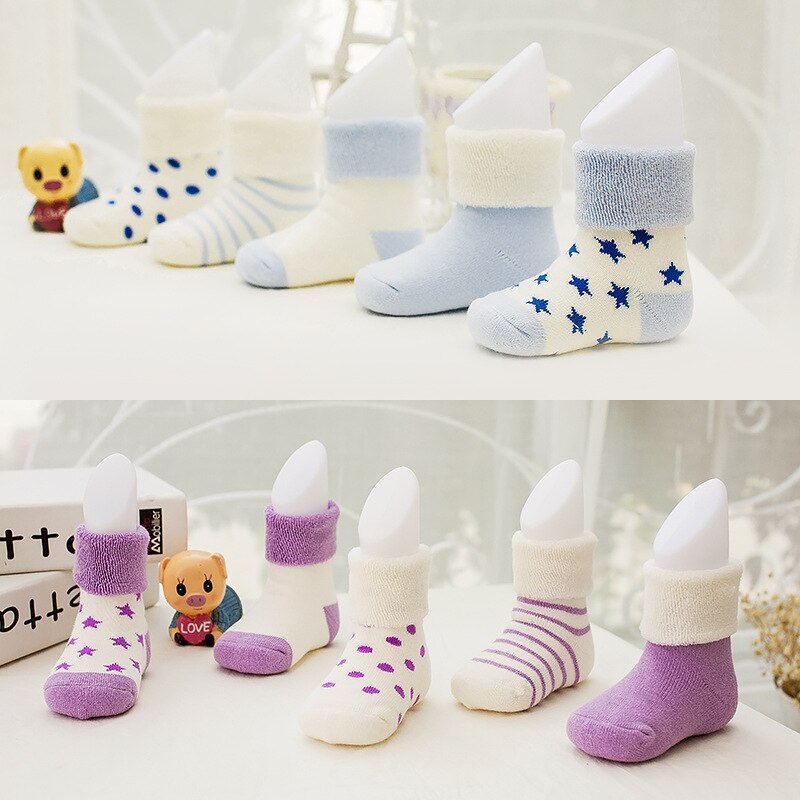 5 Pairs/Lot Thick Baby Kids Socks Winter Soft Warm Socks for 0-3 Years Boys Girls Thermal Newborn Floor Socks Cute Toddler Socks