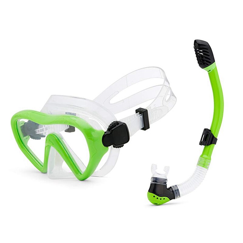 4 farver! børns snorkelbriller + sugerør undervands anti-dug dykkermaske маска для плавания: Grøn