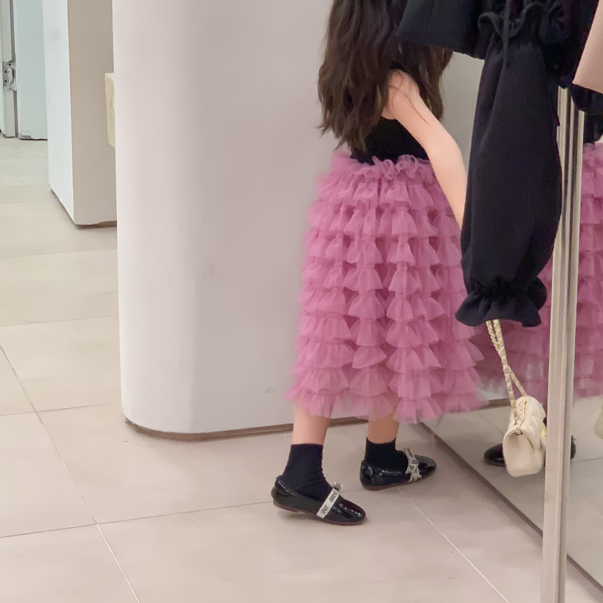 2022 estate nuovi vestiti per bambini ragazze principessa dolce torta gonne alla moda: purple pink / M 105-120cm  height