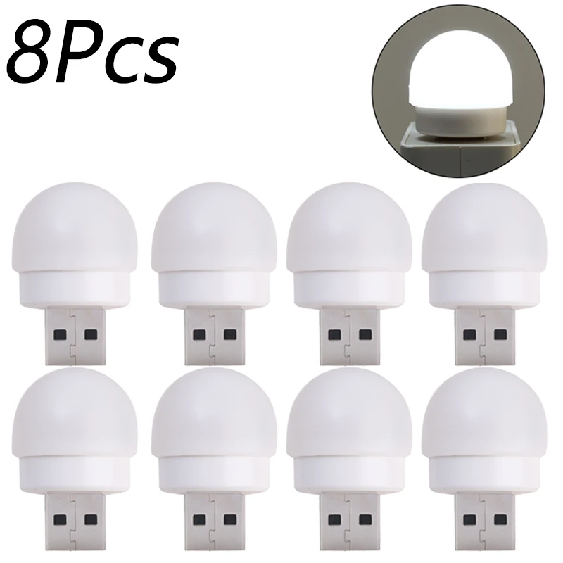 1-8Pcs USB Stecker Lampe Kleine Mini Buch Lampen LED Nachtlicht Computer Mobile Power Lade LED augenschutz Runde Lesen Licht: Lila