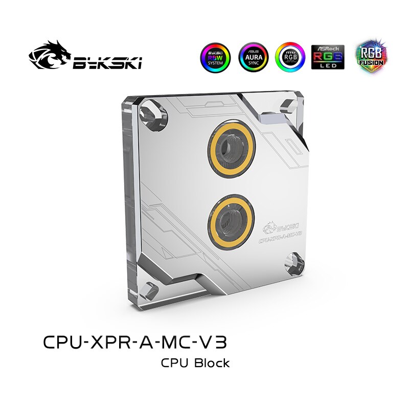 Bykski CPU-XPR-A-MC-V3 RBW RGB Led CPU Water Cooling Block for Intel 115x 1200 Silver