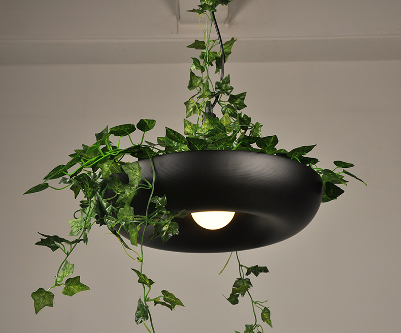Nordic Plant Hanglampen Diy Tuin Led Lamp Bloempot Opknoping Lamp Eetkamer Restaurant Verlichtingsarmaturen Thuis Decor: Black