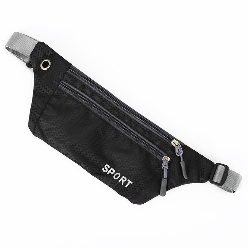 Fanny Pack taille pochette Sport ceinture sac pour taille poitrine hanche Bum léger 3 poches en plein air cyclisme randonnée avant sacs: Black