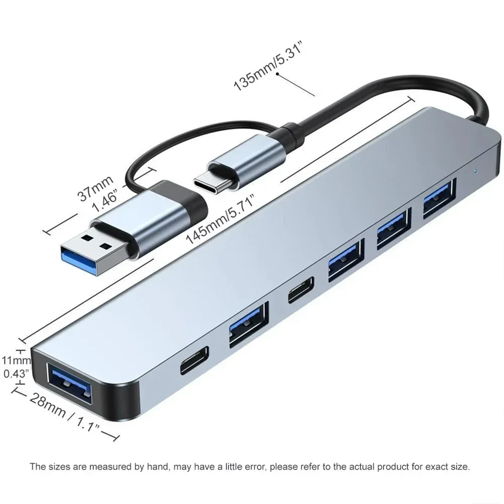 7 porte usb ac hub koncentrator 3.0 2.0 type multiadapter multi-hub dock splitter bærbar pc computerudvidelsestilbehør