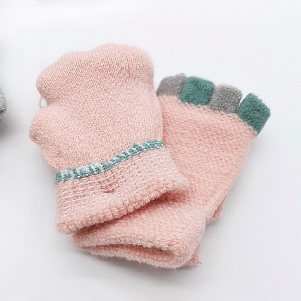 Kinder Kinder Handschuhe Winter Weihnachts Halbe Finger Geweih Cabrio Flip Top Handschuhe 1-3 Jahre Warme Gestrickte Handschuhe перчатки #15