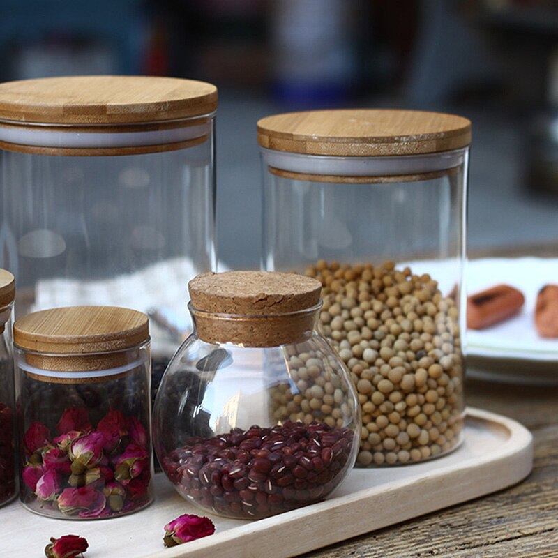 kitchen accessories glass storage bottles jars with lid kitchen glass storage containers tea scented tea food glass jar 200ml