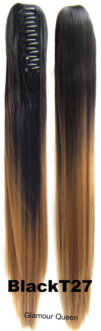 Vreugde & Beauty Haar Lang Steil Haar Paardenstaart Synthetische Clip Op Haar Ombretwo Tone Paardenstaart 24Inch Hoge Temperatuur Fiber: Rood