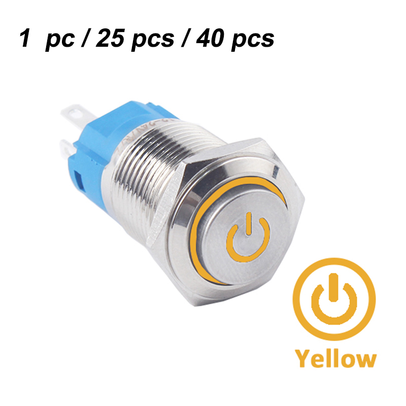 16mm hoch heilen Metall Drücken Druckschalter 12V 24V momentan Energie LED Wasserdicht Glocke Ring Auto Motor- 1Nein 3V: 4XL / Rosa / 12V