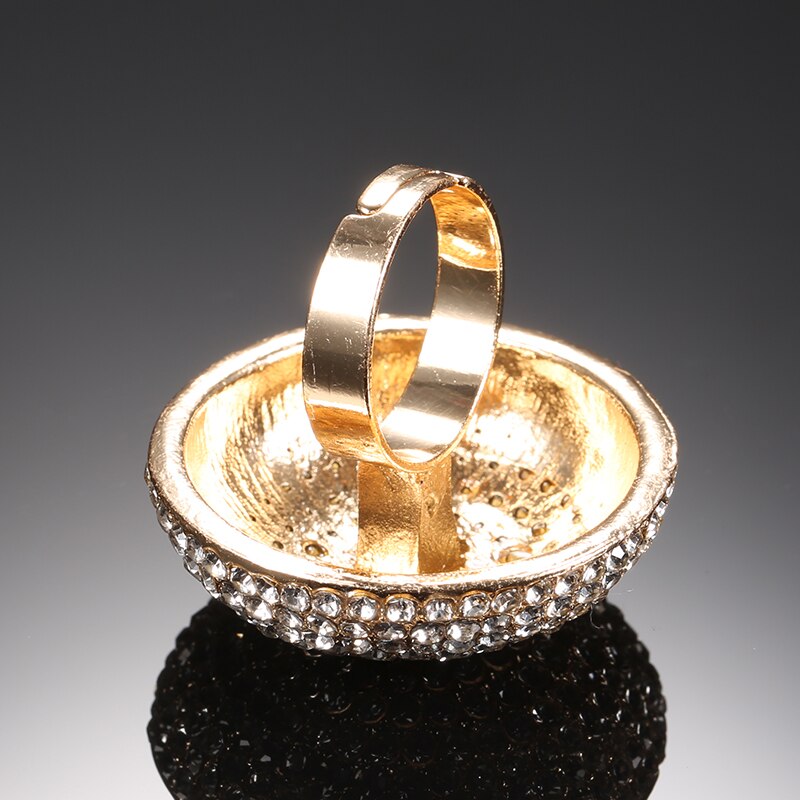 Kinel, anillos grandes coloridos de cristal para mujer, Color dorado, marroquí, anillo llamativo de boda para banquete, de cristal,