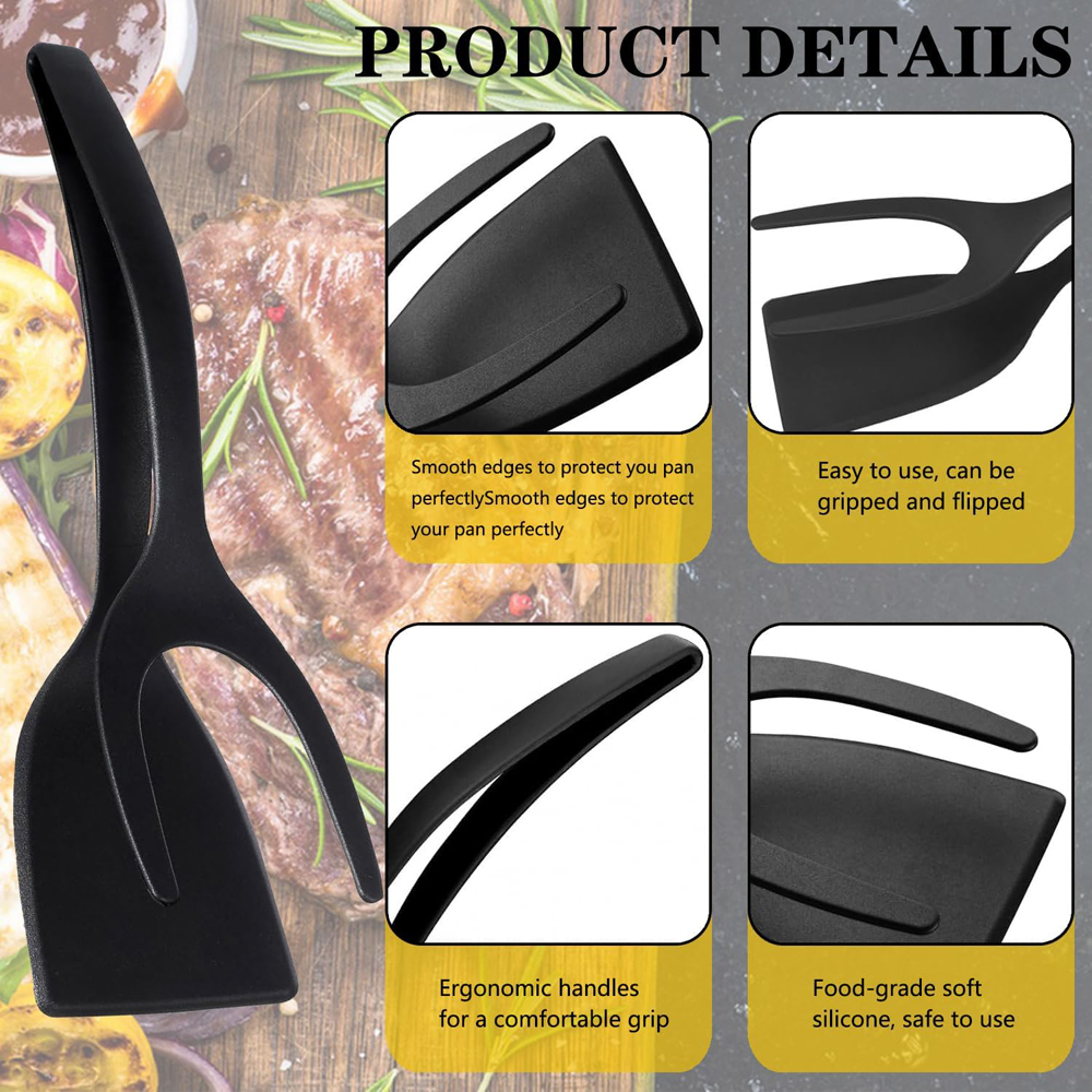 2-in-1 Grip Flip Spatel Tang Ei Flipper Spatel Nylon Non Stick Coating Pannenkoek Vis Franse Toast Omelet Maken tool