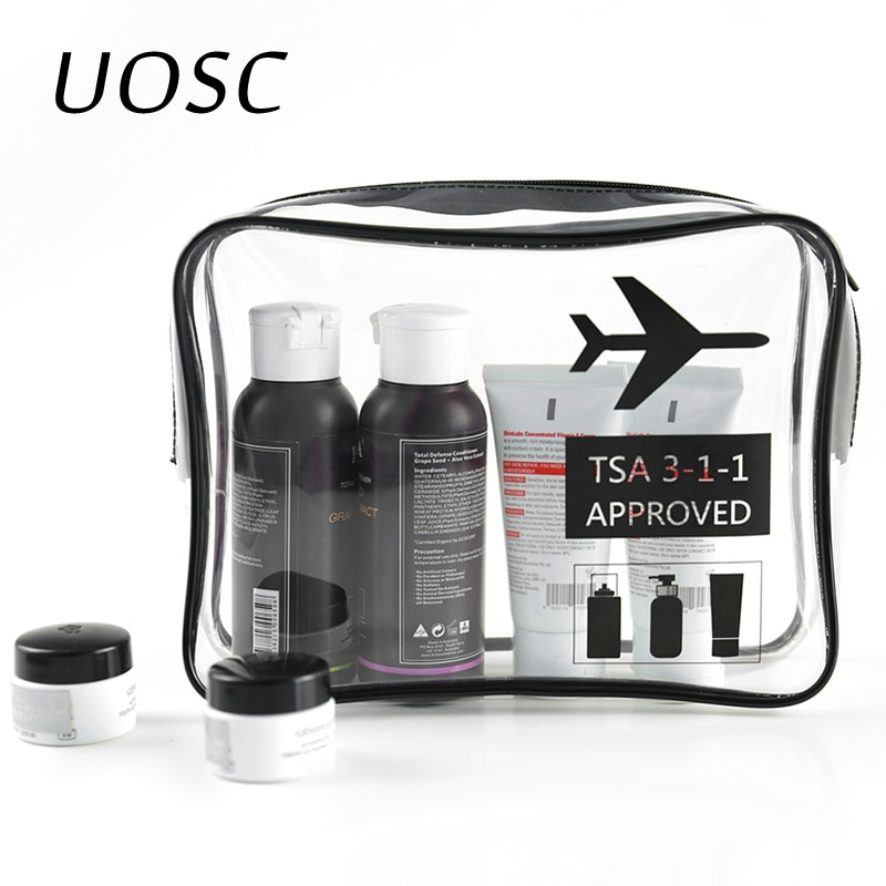 UOSC Transparent Wash Makeup Toiletry Bags for Women/Men Waterproof Travel Cosmetics Storage neceser Clear TPU Cosmetic Bag