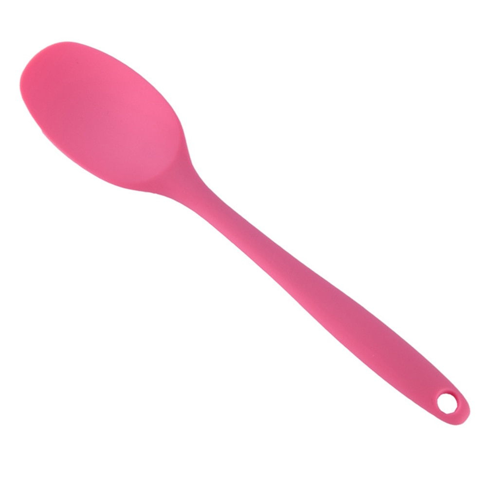 Cuillère Flexible en Silicone résistant à la chaleur, spatule à Long manche, grattoir antiadhésif, cuillères à crème glacée, pelle ustensile de cuisine: Rose
