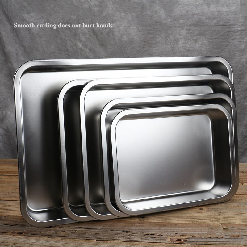 304 stainless steel buffet plate vegetable plate fruit plate barbecue plate Food plate Flat Bottom rectangle Basin Have Lid