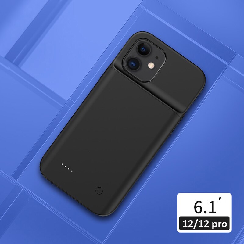 Funda de cargador de batería para iPhone 12 Pro Max, carcasa protectora de batería externa para iPhone 12 Mini: Black for 12 pro