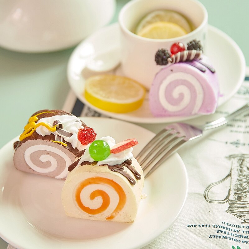 12pcs / set simulation food food model Hokkaido Swiss roll cake wedding wedding sample decoration props store recommended