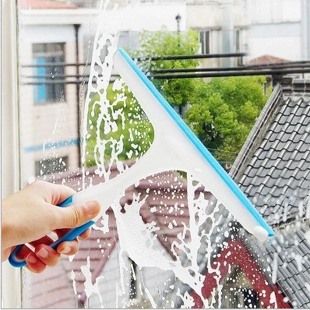 Glass Window Wiper Soap Cleaner Soft Silicone Blade Home Shower Bathroom Mirror Scraper Car Windshield Wiper blue