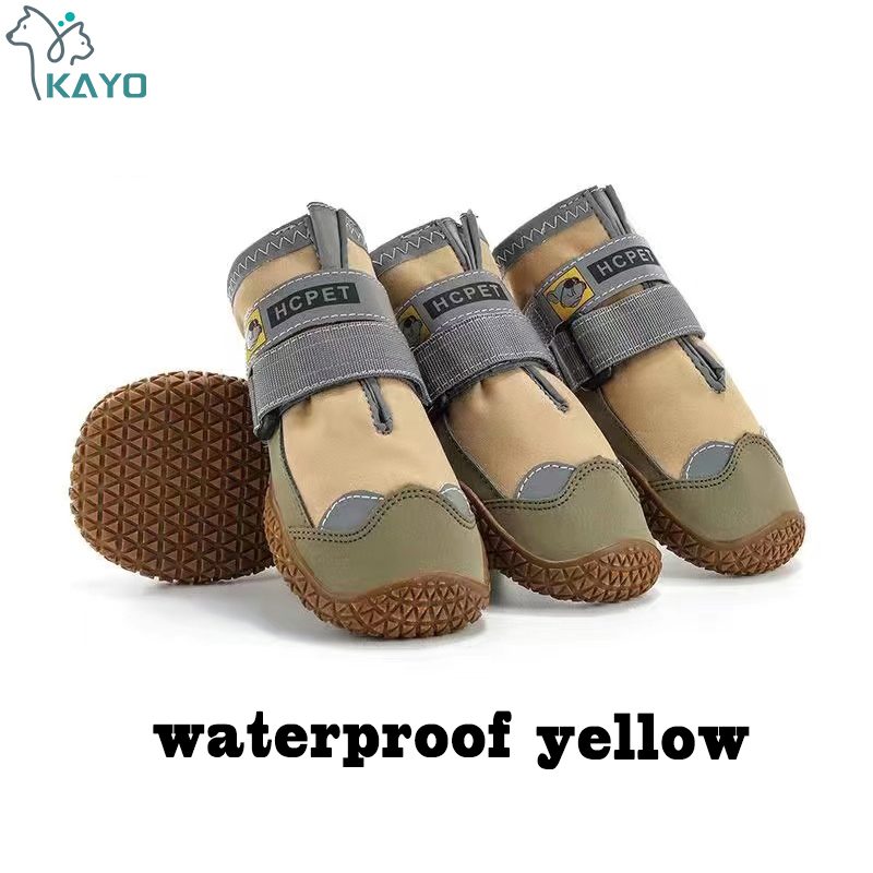 4 pièces/ensemble chaussures pour chien de compagnie bottes imperméables réfléchissantes pour chien neige pluie chaussons pour animaux de compagnie chaussettes antidérapantes chaussures pour chien de taille moyenne et grande: S / GRIS