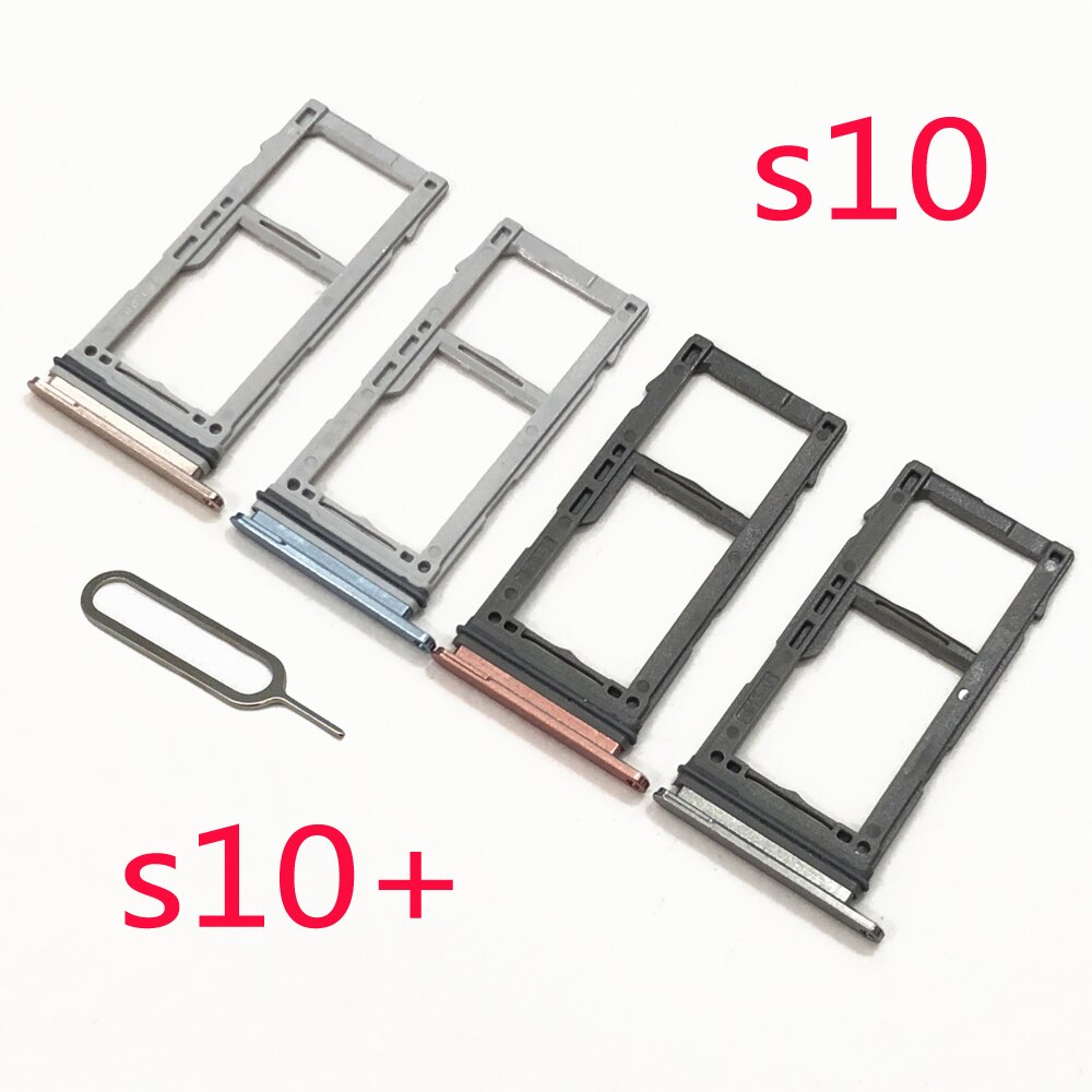 Phone SIM Card Tray For Samsung S10 Plus G975F G973F G973 Galaxy S10+ G975 Original Housing Micro SD Card Adapter Holder