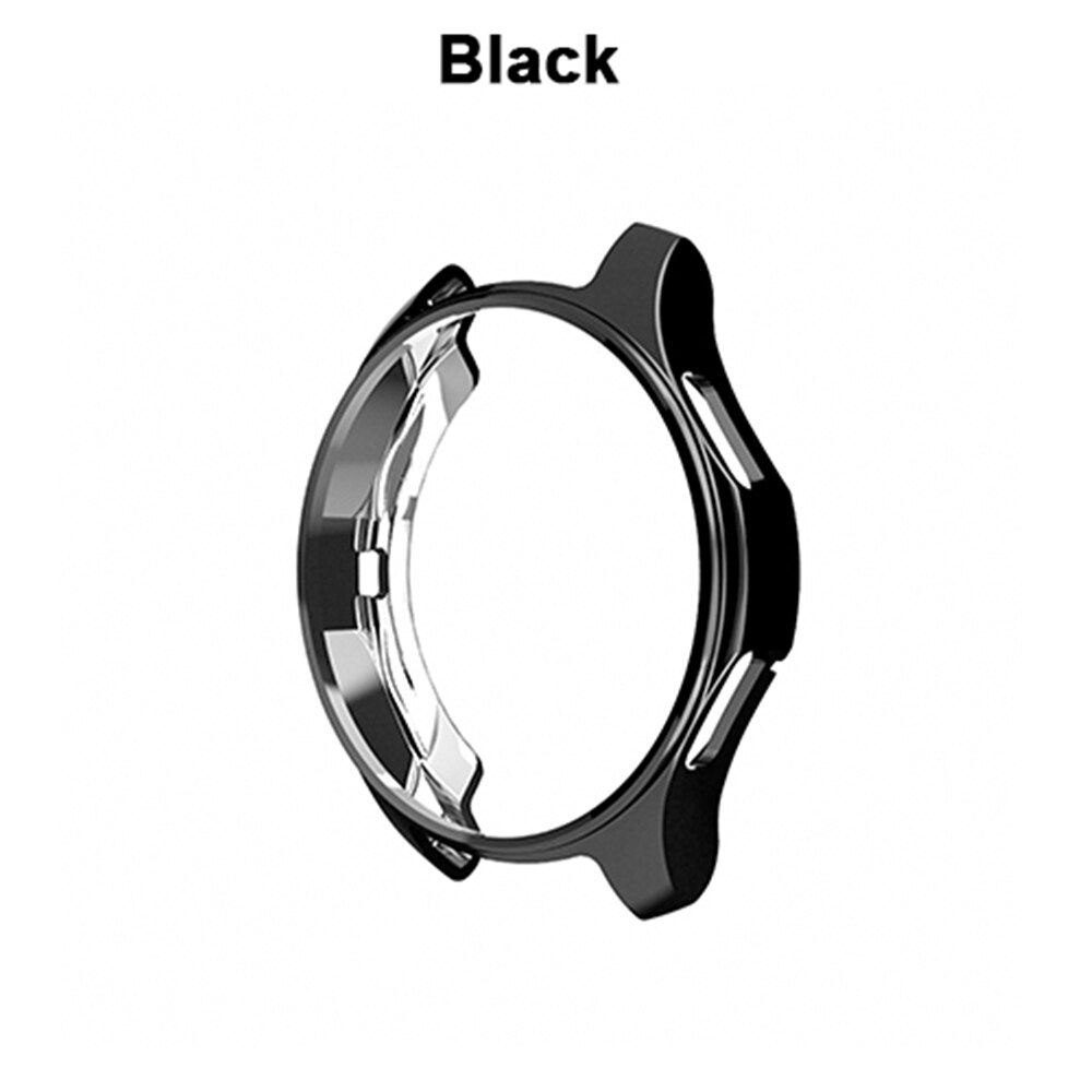 1 stk galvaniseret urkasse til samsung gear  s3 s4 galaxy ur 46mm 42mm blød tpu all-around beskyttende urkasse med kofangerramme: Sort / 46mm