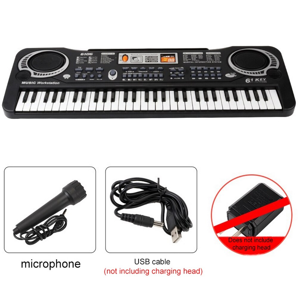 61 Keys Digital Piano Keyboard Electronic Organ with Microphone Electric Piano Kid Children Talents Kids Musical Instrument: Default Title
