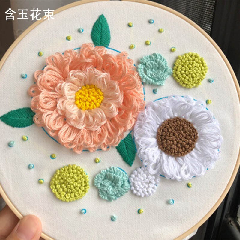 3D Embroidery Flower Materials Package Stereo Cross Stitch Kits Handcraft bordado Beginner Embroidery Kits DIY Supplies: 2