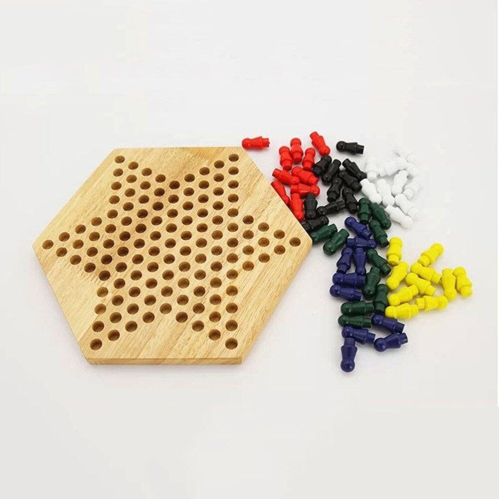 1 boîte de classique en bois chinois hexagone dames jeu de société jouet pour les étudiants enfants