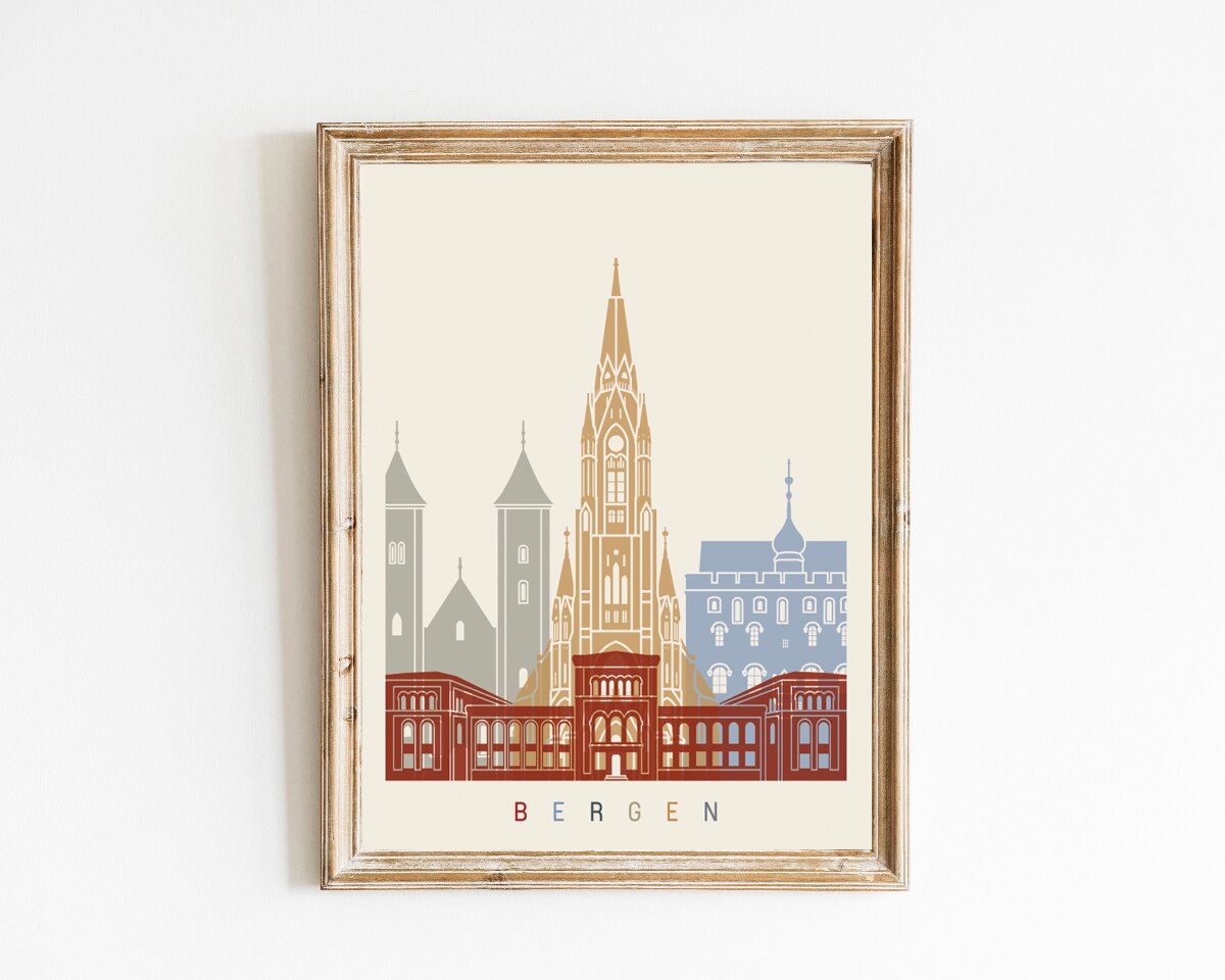 Bergen Skyline Poster - Lámina Artistica Decoracio... – Grandado