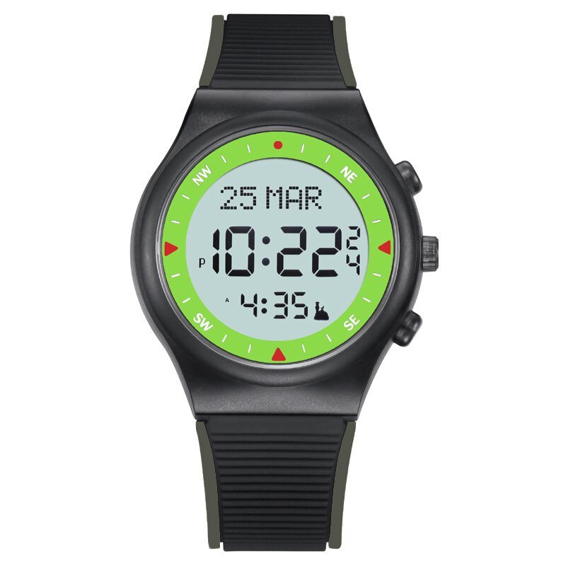 Alfajr Tijd Horloge Voor Islam Gebed Ondersteuning Arabisch Engels Taal Beste Moslim Azan Klok Met Automatische Qiblah Athan Alarm: Black green