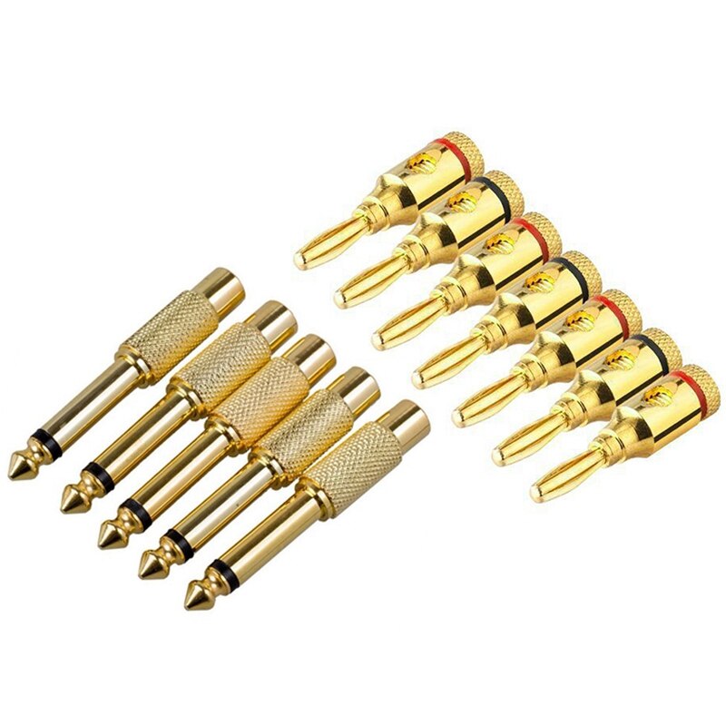 5x Gold Plated 6.35mm 1/4 Inch Male Mono Plug to RCA Female 6.5mm Jack Audio Stereo Adapter Connector Plug TS Converter Sound Mi