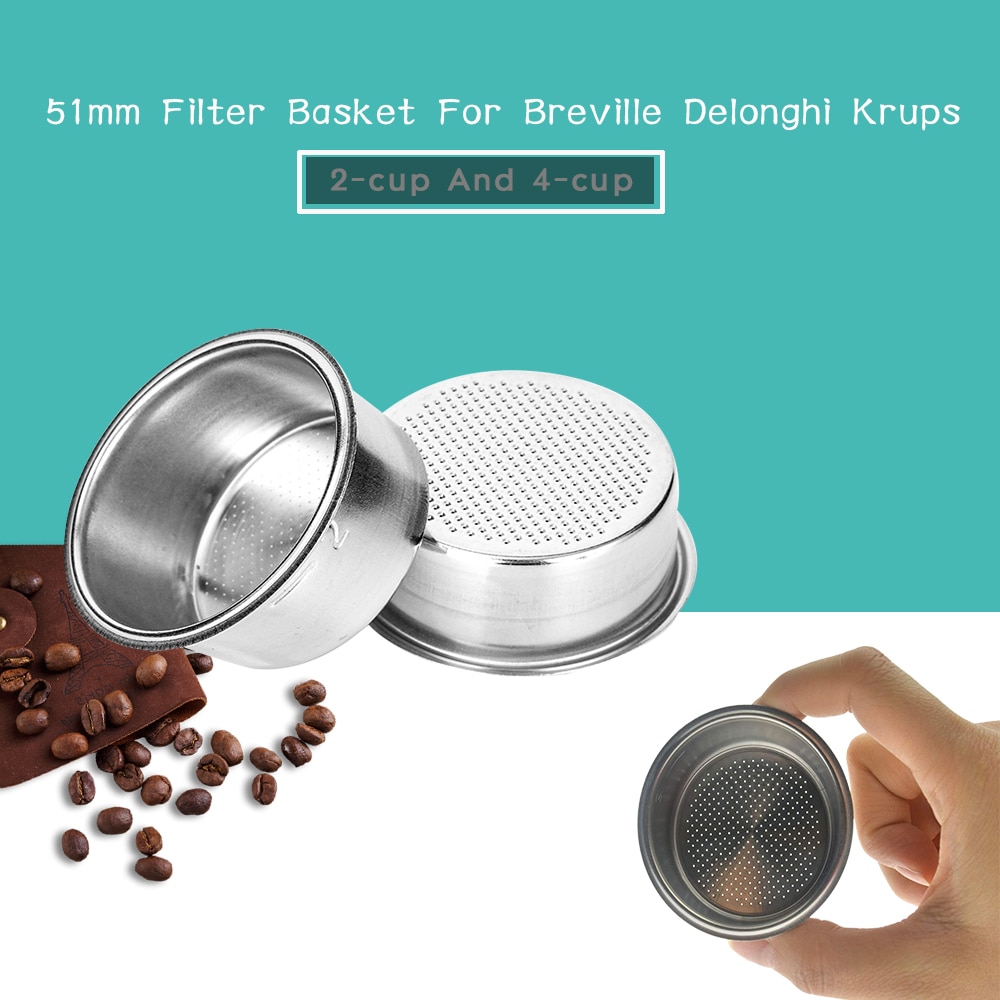 2/4 kop 51mm kaffefilter filter uden kurv til breville delonghi filter krups kaffeprodukter køkken tilbehør