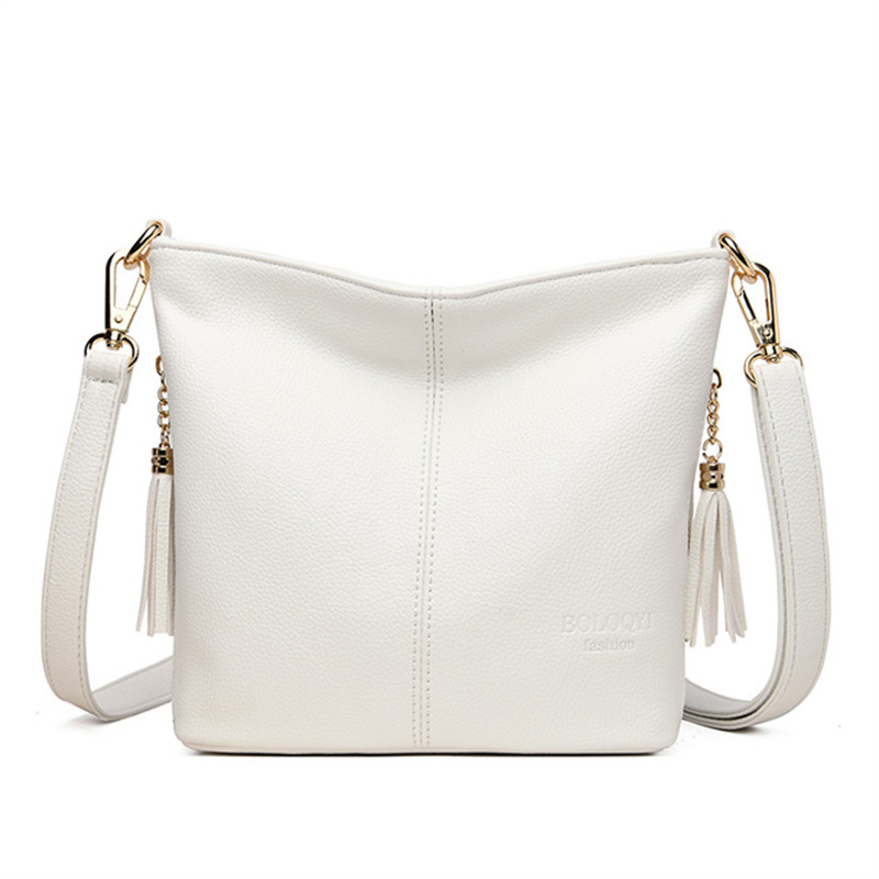 Bolso de hombro bonito para mujer, bandolera de cuero impermeable para mujer, bolso de mano, bolso cruzado superior Simple de Color sólido para mujer