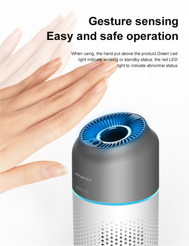 Car Air Purifier Filter Anion Car Air Freshener Gesture Sensor Portable Air Cleaner for Car Home Office