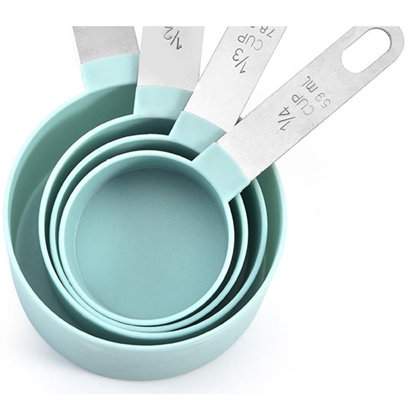 4PCS Stainless Steel Handle Measuring Cup Set Plastic Mixed Sizes Measuring Spoons Small Tablespoons Multi Purpose Spoons